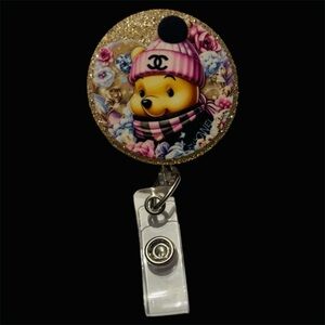 Gold and Pink Winnie the Pooh Badge Reel